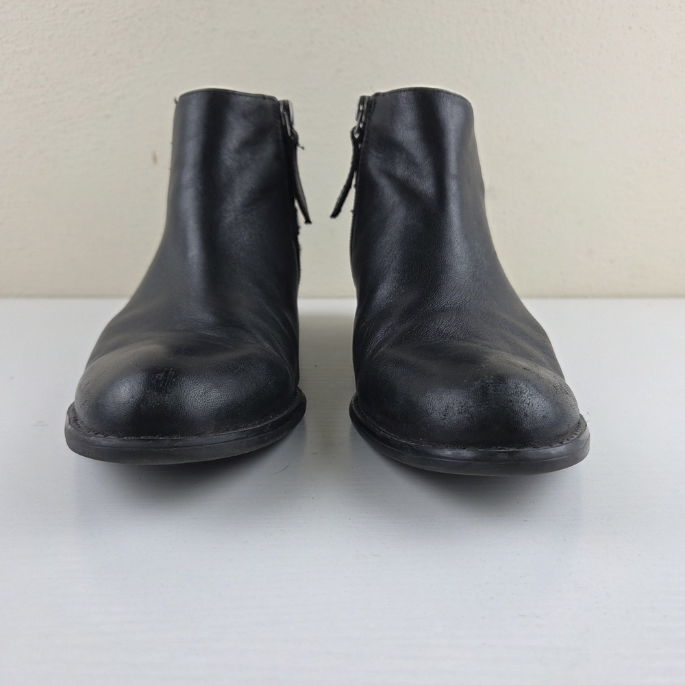 Franco Sarto Cyan Black Leather Ankle Zip Booties Block Heel Women's Size 9 M - Picture 5 of 11